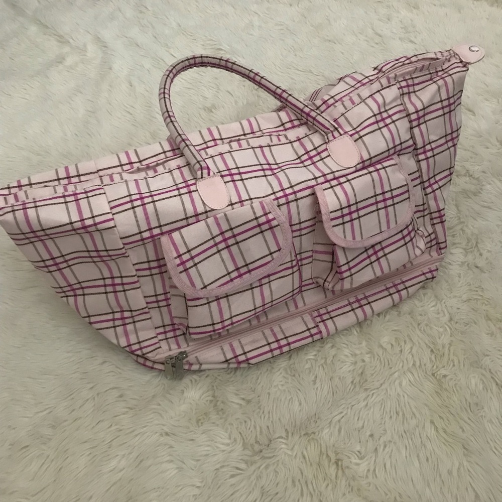 Pink and Brown Plaid Patterned Bag